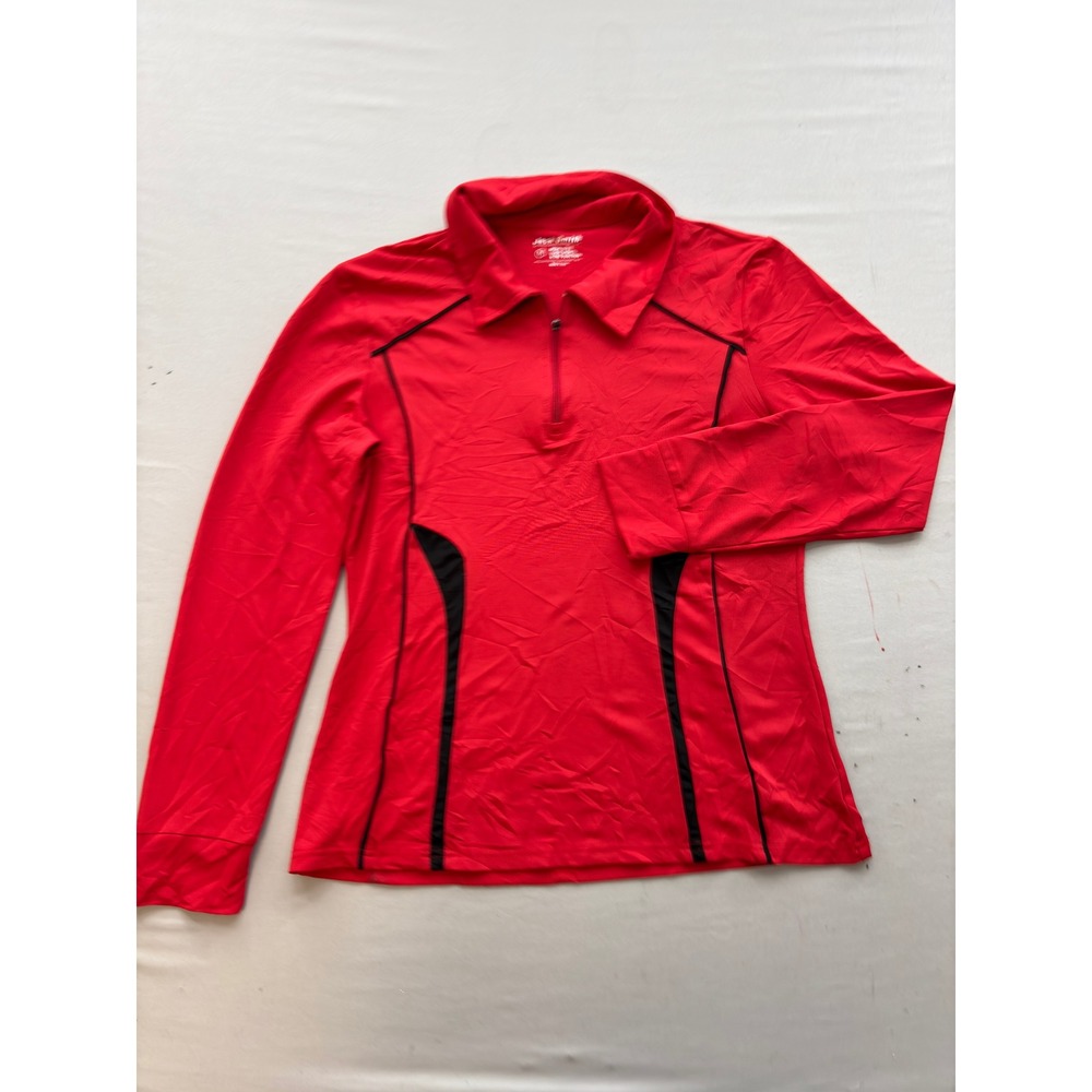 Jack Smith Womens Red Quarter Zip Long Sleeve Golf Tennis Athletic Top Size M
